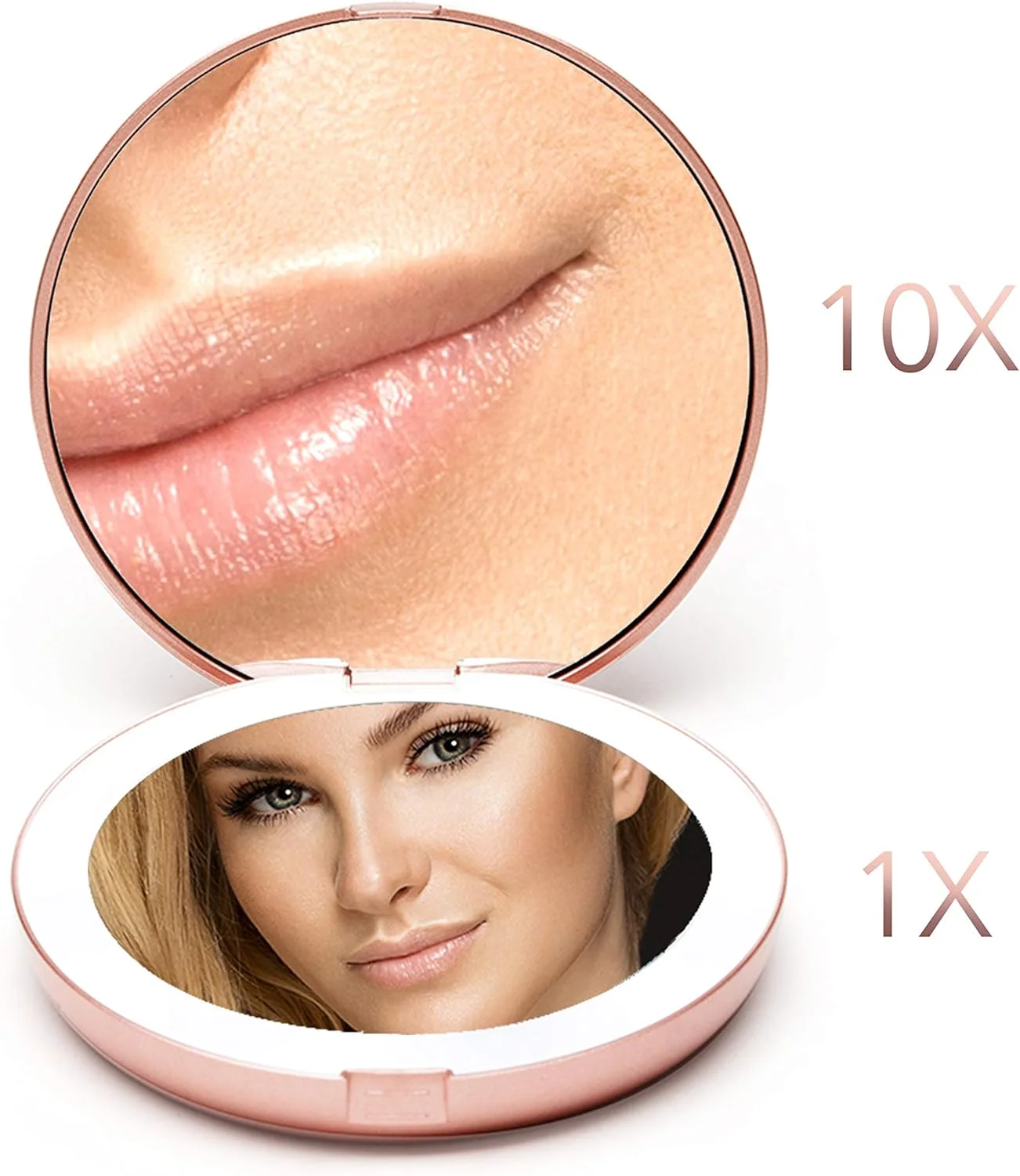 Portable Handheld Mini Pocket Makeup Mirror Custom Logo Foldable Travel Mirror LED Light Magnifying Personalized Small Mirror