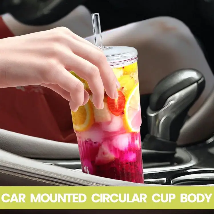 Hot Sale 32oz Transparent Stone Pattern Glass Straw Cup Mugs Coffee Water Clear Glass Cups
