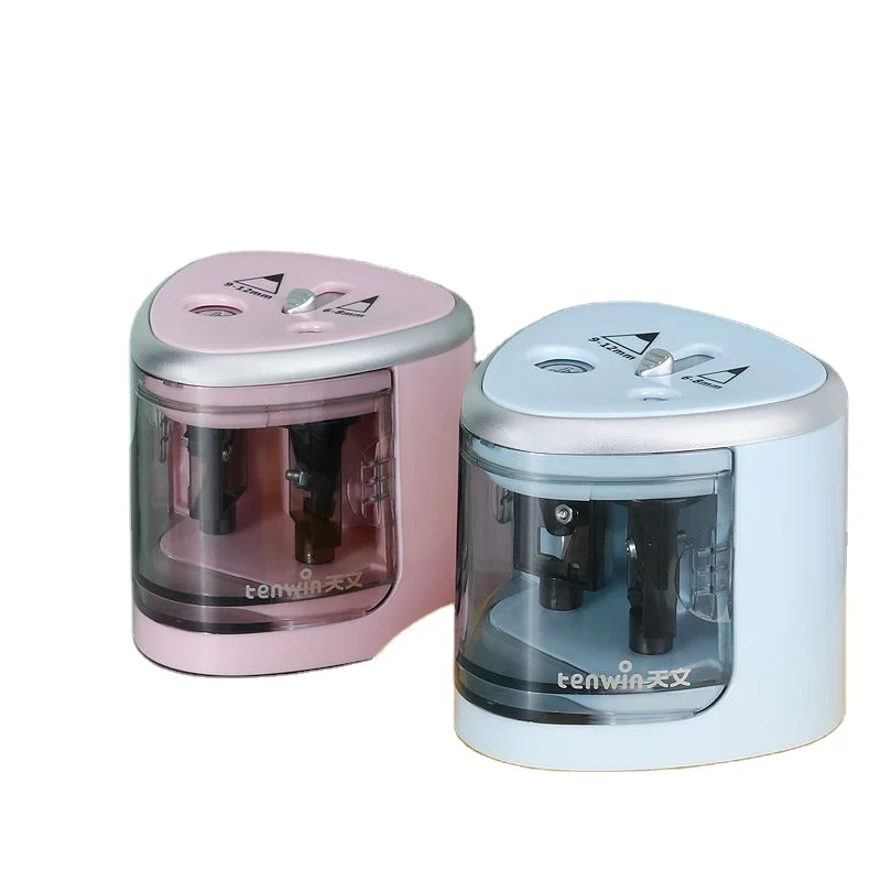 2024 Double hole electric pencil sharpener for primary school students semi-automatic thick battery  pencil sharpening machine