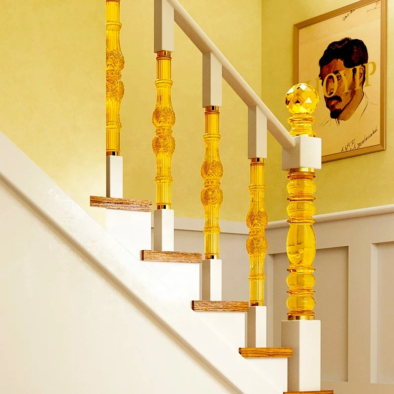 Outdoor Decorative Aluminum Stainless Acrylic Balustrades Railing Crystal Clear Handrails Stairs Pmma Acrylic Crystal column
