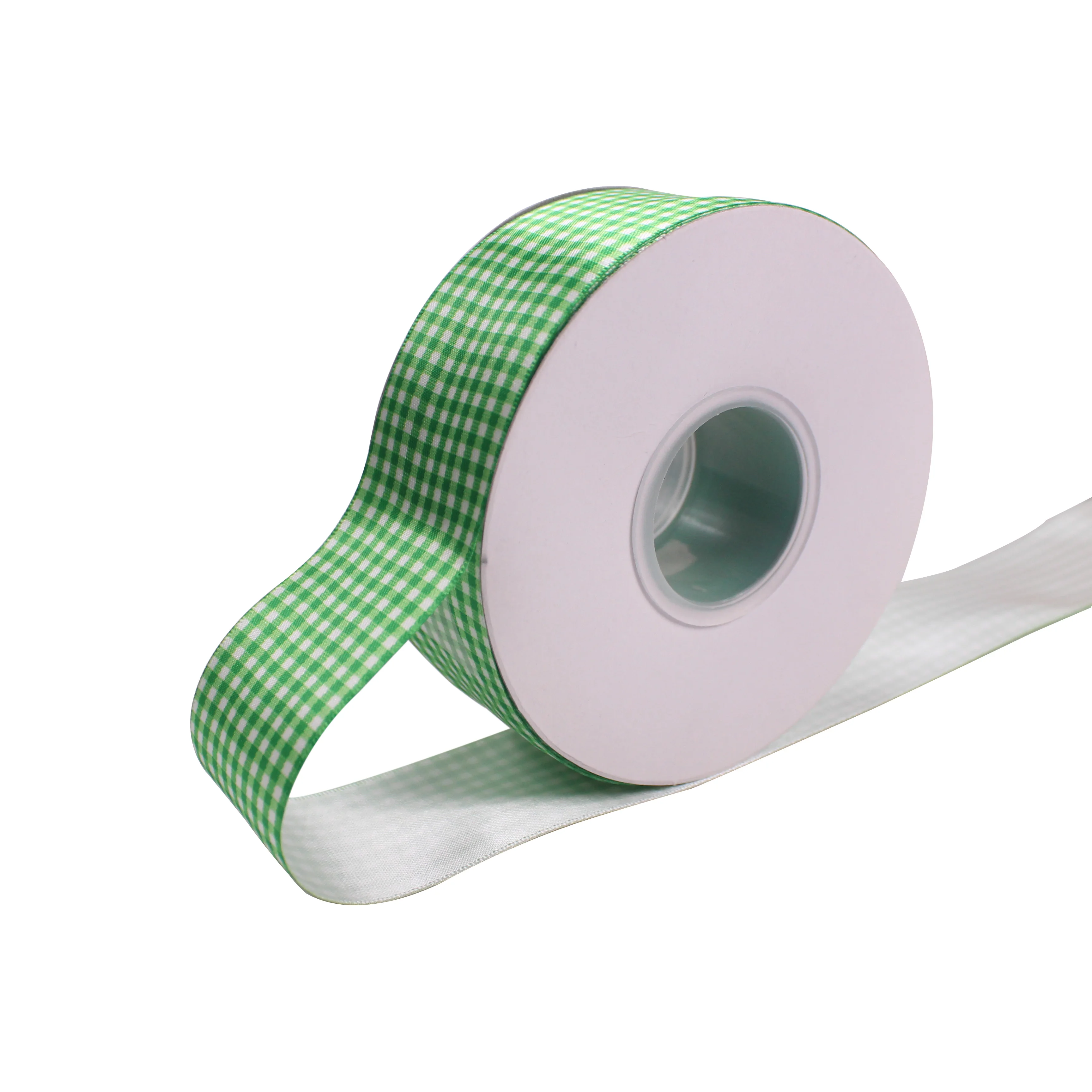 1 inch  Plaid Ribbon Grid Printed Satin Ribbon for Handmade DIY Craft
