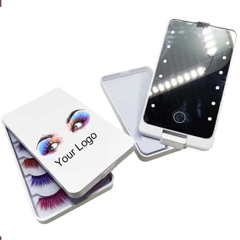 Simple Design Custom Print Logo Cute Pocket Mini Make Up Hand lighted makeup Mirror For