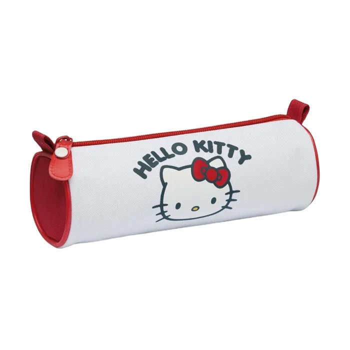 Hello Kitty Tube Pencil Box Case Custom Print, Pencil Bag with Zipper and Compartment, Kawaii Stationery Organizer for Birthday
