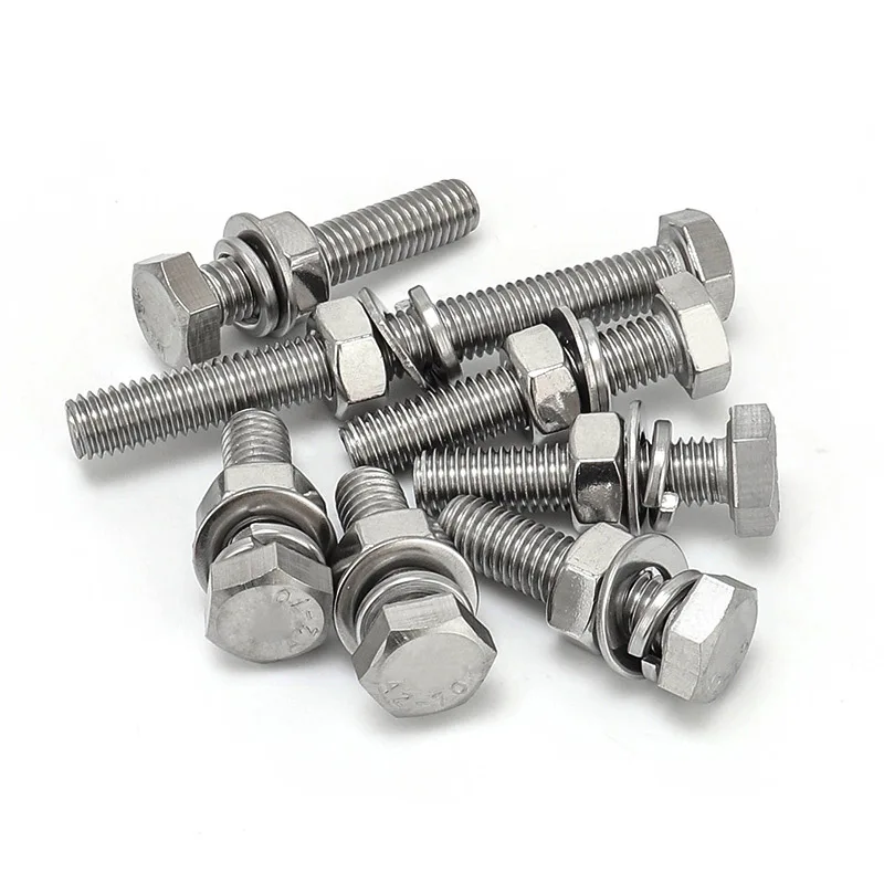 Din6921 Stainless Steel M3-m56 Ss304 Stainless Steel Hex Bolts Nut Set With Washer Hexagon Bolt Nut And Washer Set Bolts And Nut