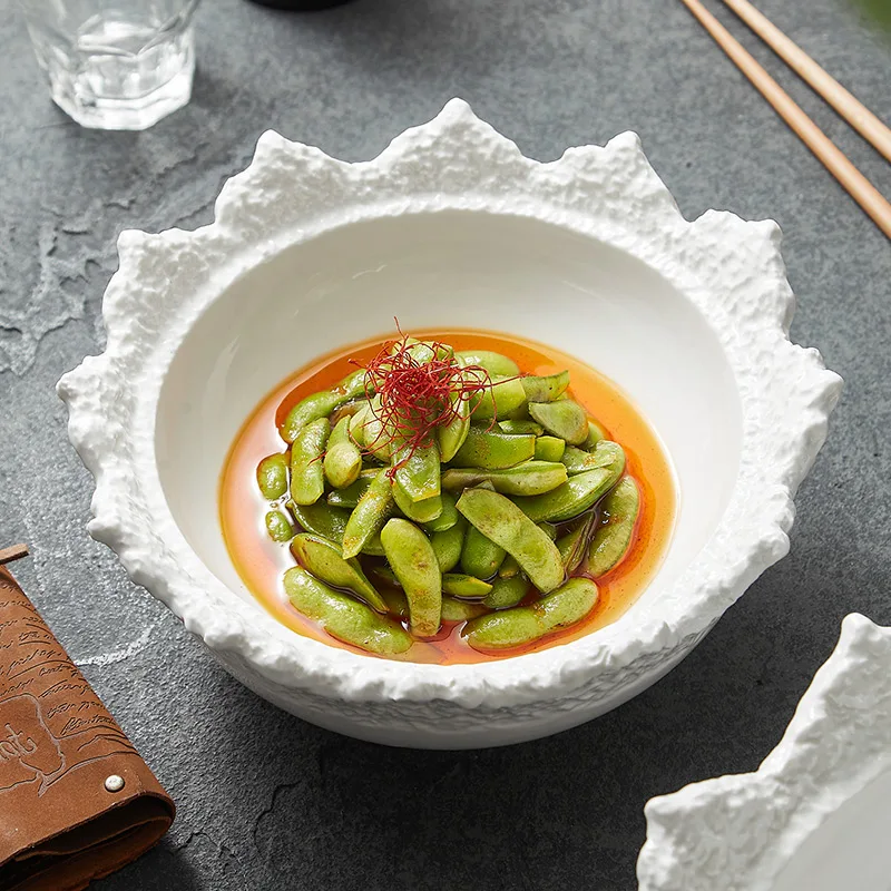 Surface Sizes Option Dinnerware Matte White Hotel Wedding Ceramics Dinner Plates Bowl Ceramic Porcelain Plate