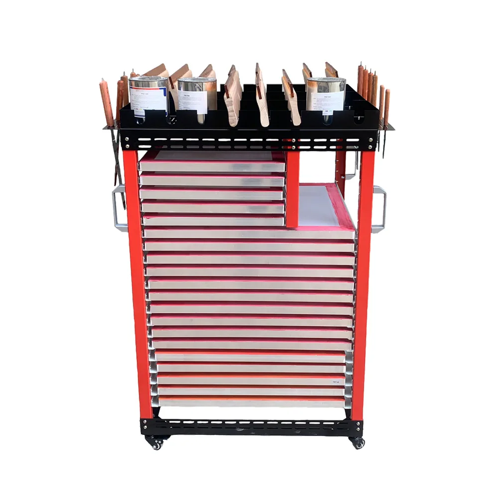 20 screens multi-function silk screen printing frame rack cart screen drying equipments