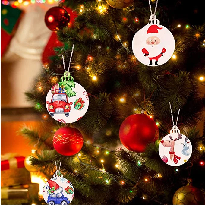 Bestselling 60 PCS DIY Wood Circles Decorations Wooden Christmas Ornaments for Crafts Centerpieces Holiday Hanging