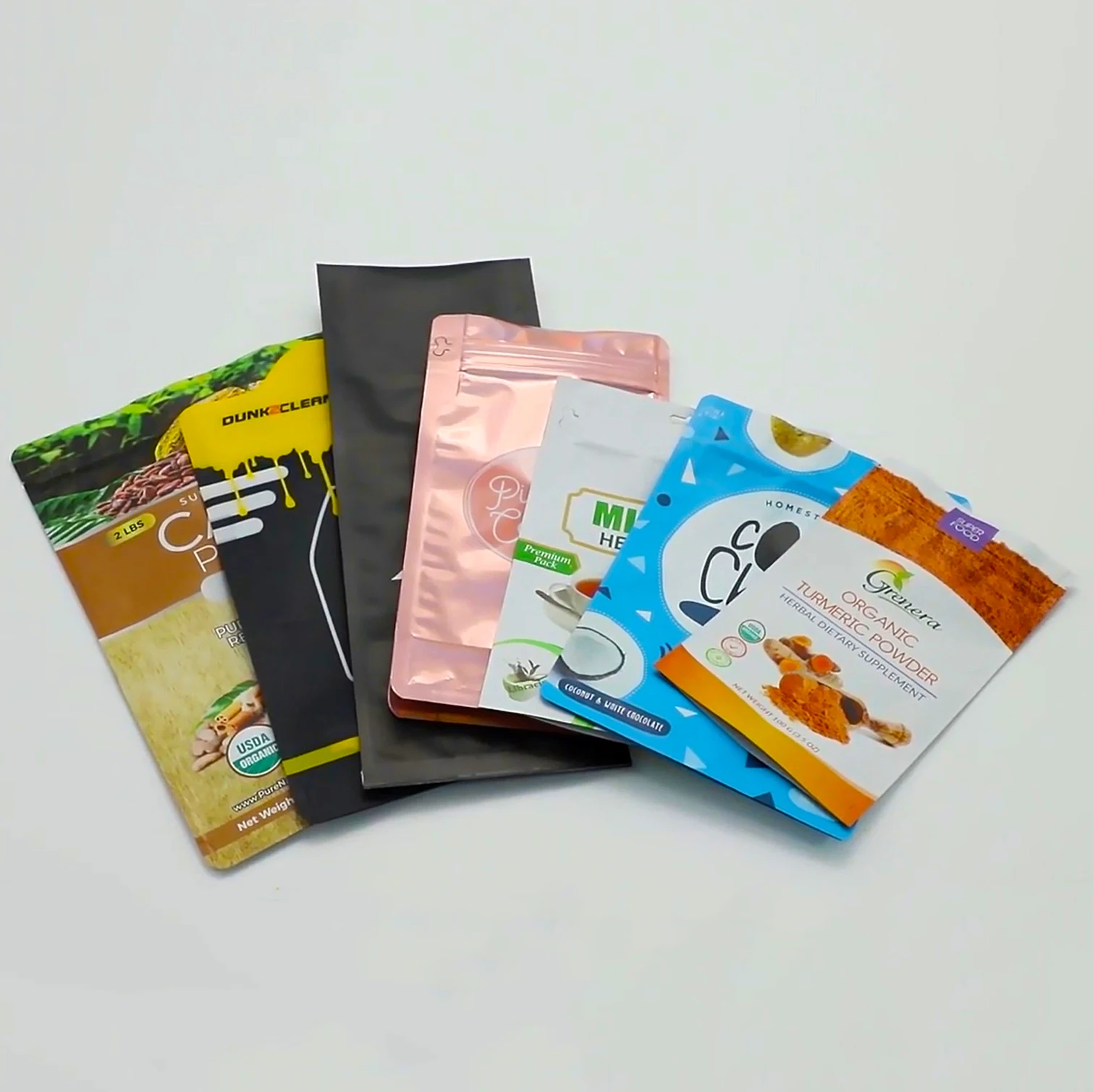 Snack Powder Coffee Tea Food Moisture Proof Mylar Bag Custom Printed Plastic Ziplock Standing Pouch for Edible Packaging