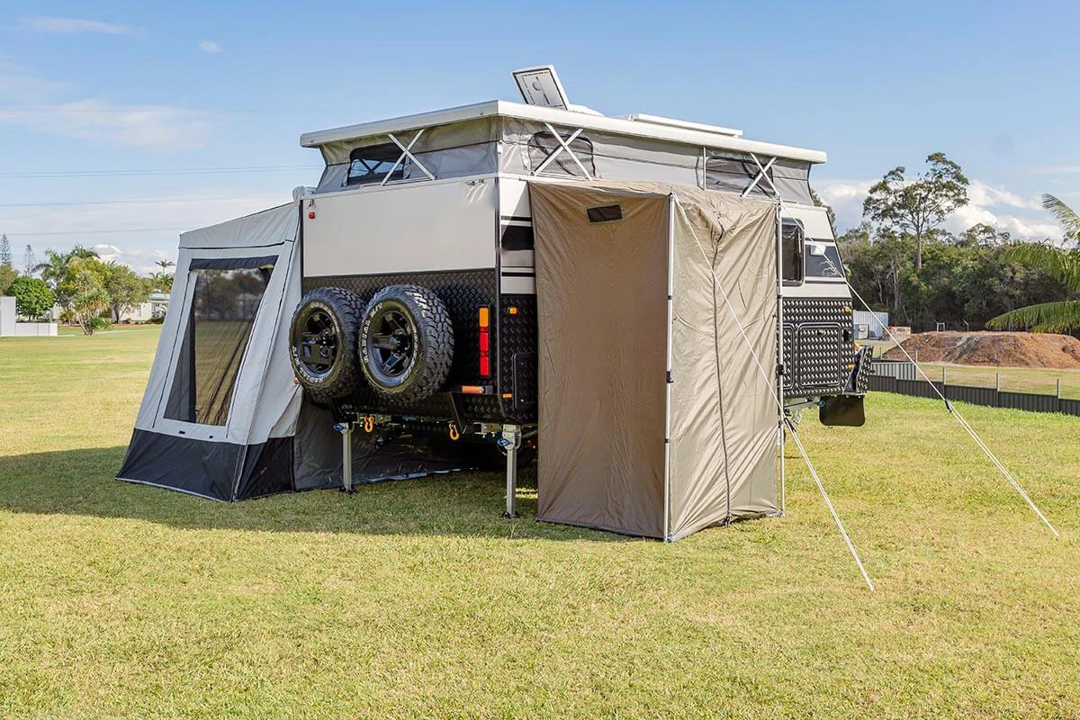 
2021 Ecocampor Affordable 14FT Off Road Hybrid Caravan Camping Travel Trailer with Ensuite for Sale 