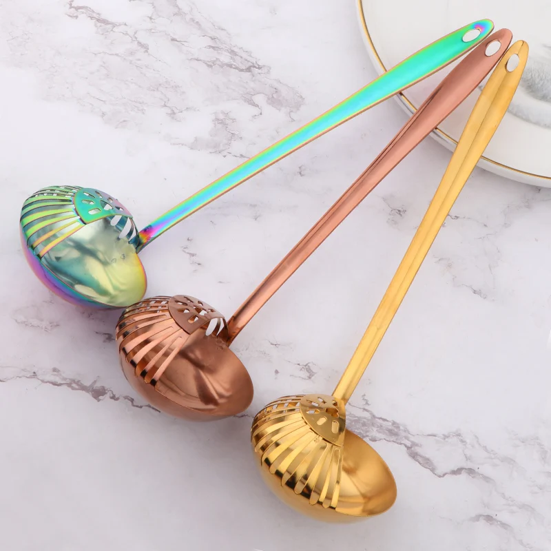 Kitchenware stainless steel Soup ladle spoon filter residue Colander spoon oil filter Spoon