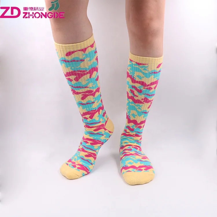 Unique camouflage colorful mens designer dress socks custom mid-calf fashion cotton dress sock for sale