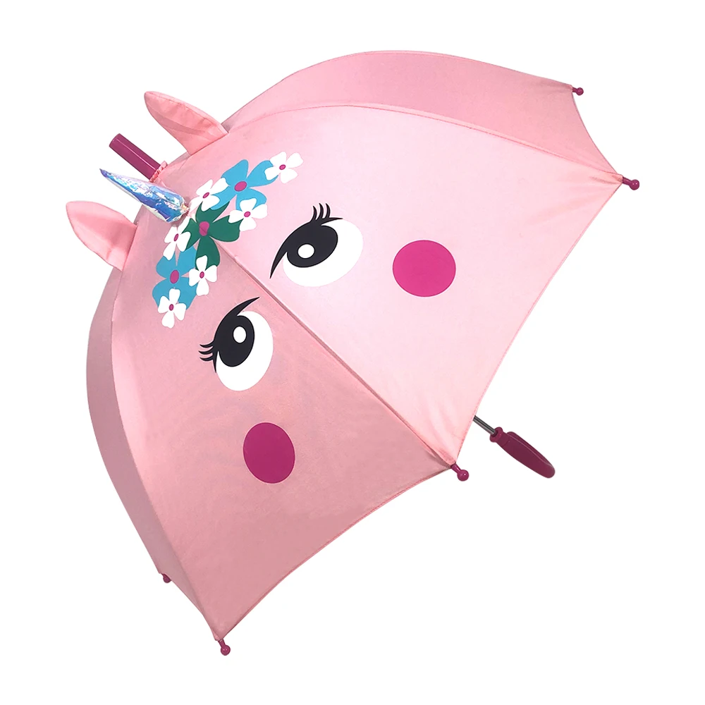 Ovida cute Unique 3D Design for Kids umbrellas for Children Pongee Fabric Umbrella Safe Plastic Handle with ears