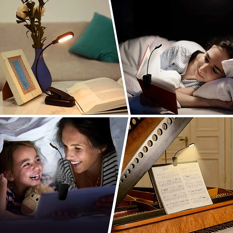 LOHAS Book Lights Brightness Adjustable Reading Lamp USB Rechargeable LED Mini Read Light Bed For Kids Reading