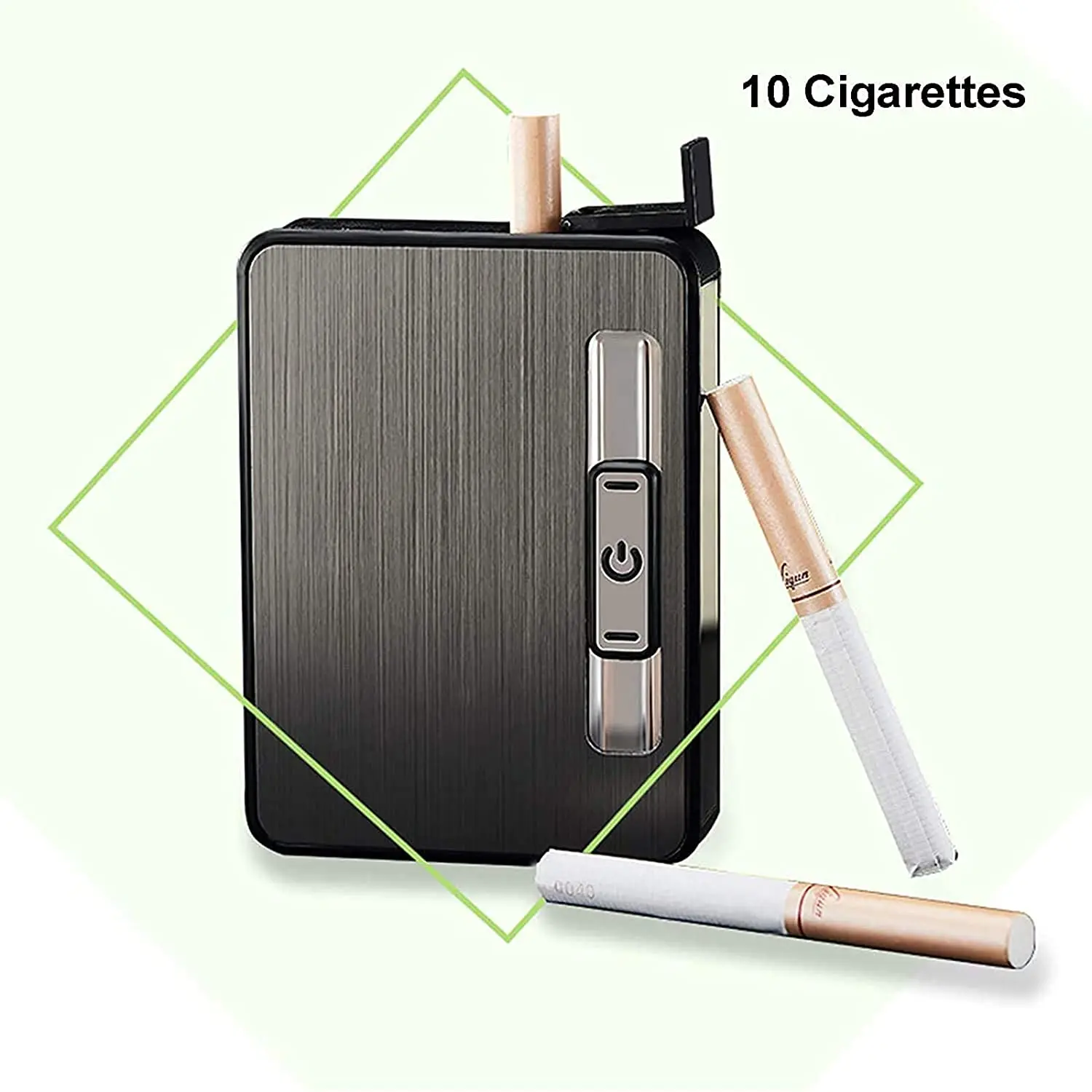 2-in-1 Automatic Rechargeable Cigarette Case Cigarette Lighter Flameless Lighter 10 cigarettes case