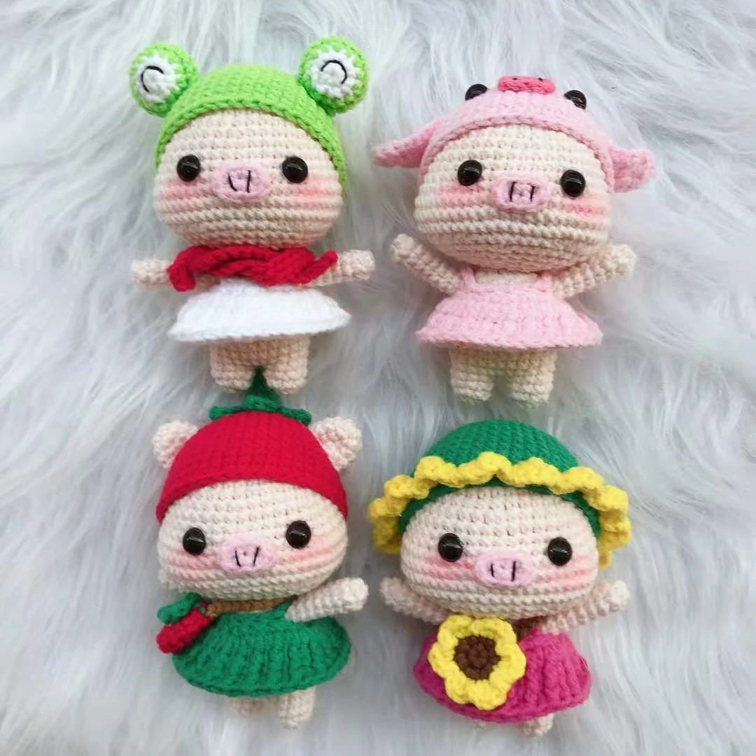 Cute Cartoon Handmade amigurumi Crochet pig Doll Knitting Custom size and color amigurumi cute pink pig handmade crochet doll