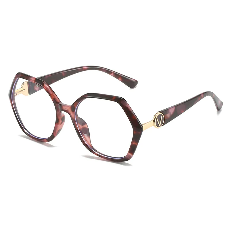 2024 New Tr90 Polygonal Eyeglasses Frame Personalized V Anti Blue Light Glasses Trend Of Large-Rimmed Flat Glasses