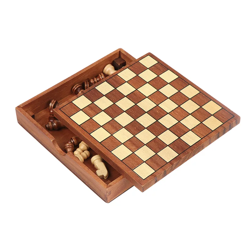High Quality Custom Wooden Checkers Board Chess Set For Kids Play Game