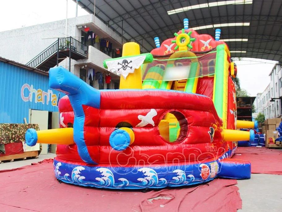 Pirate Ship Sail Dry Slide Bouncy Castle Playground Inflatable combo castle slide