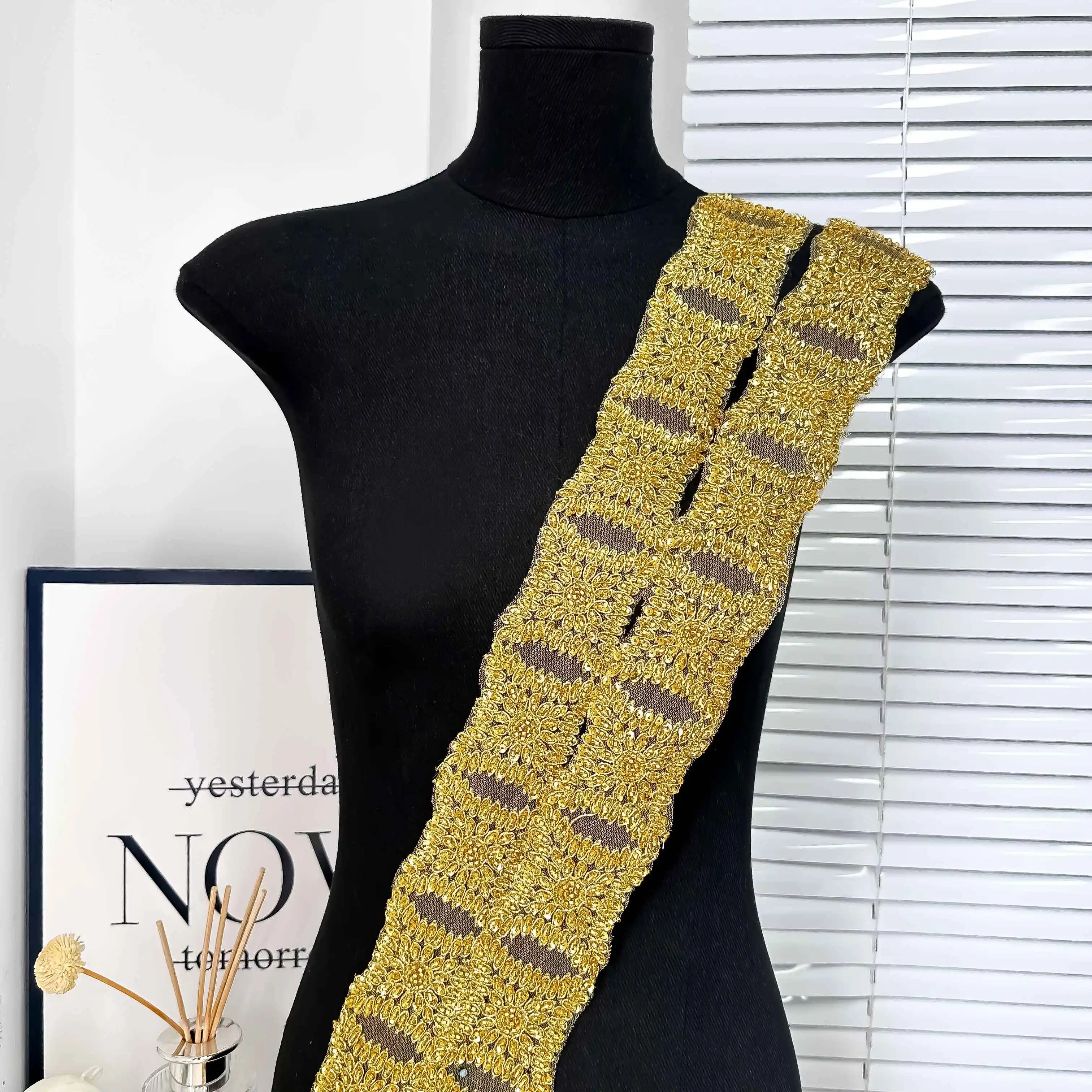 High Quality Handmade Lace Trim Luxury Mesh Fabric with Lace for Wedding Dresses DIY Clothing Accessories Direct Factory Supply
