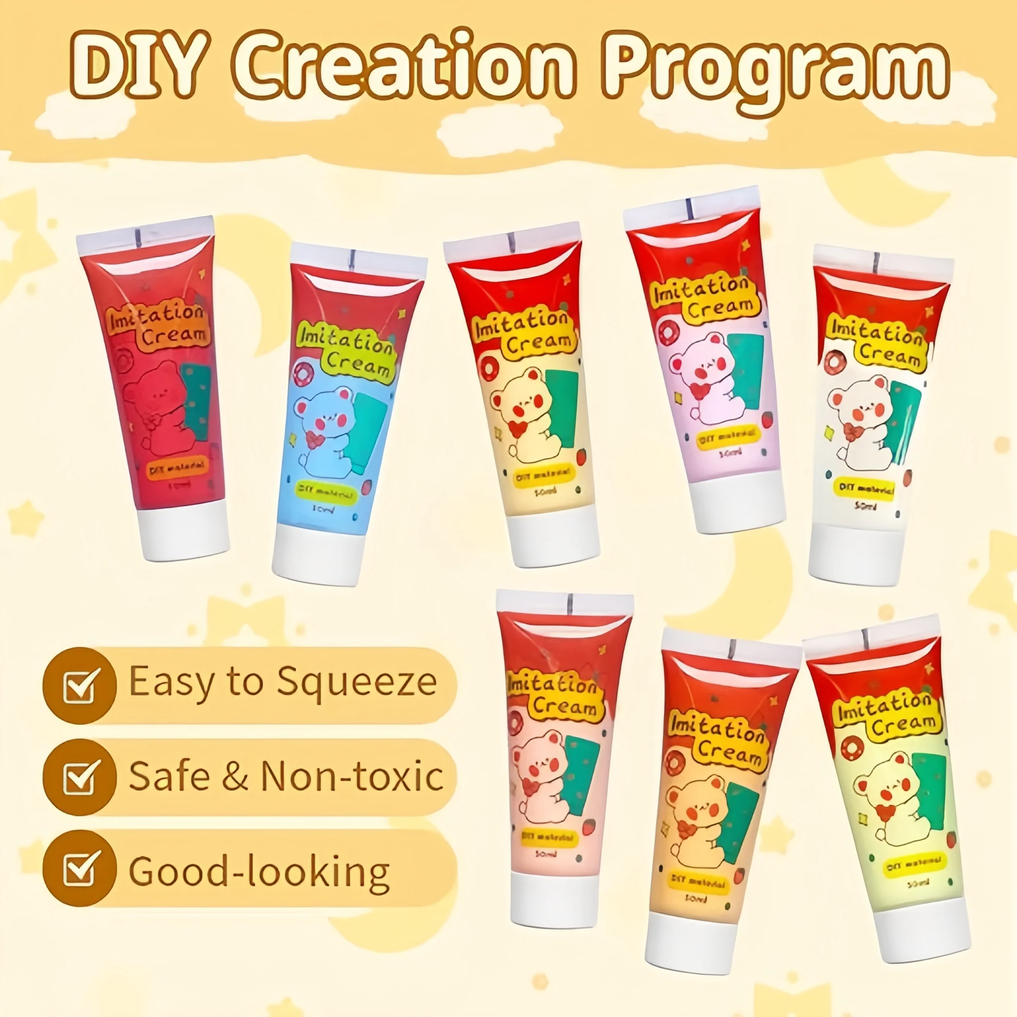 50ml Simulation Cream Adhesive Gel DIY  Whipped Cake Glue Handmade Phone Case Mirror Jewelry Accessories Playdough Slime