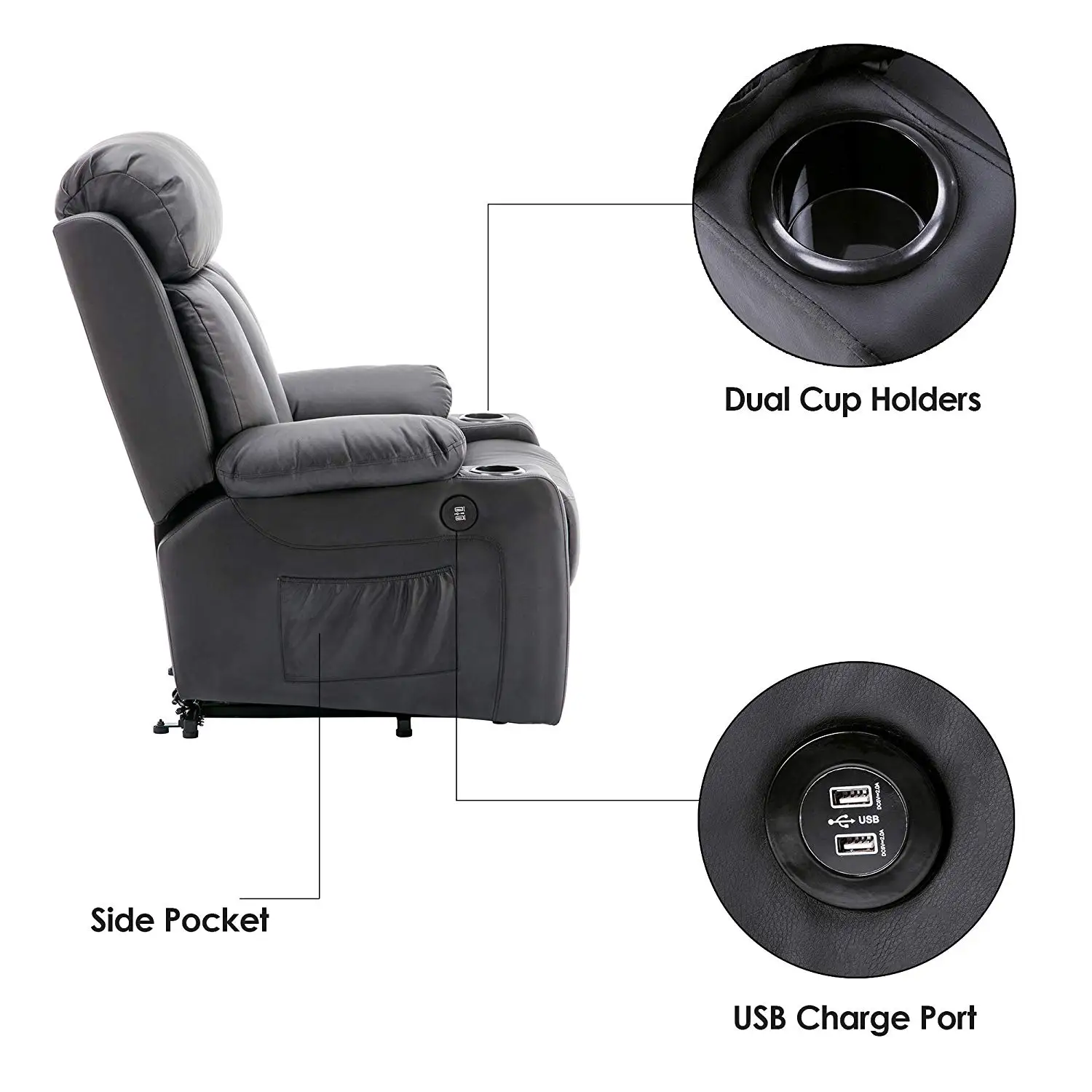 China Supplies Synthetic Leather Custom Modern Home Cinema Electric Recliner With Massage