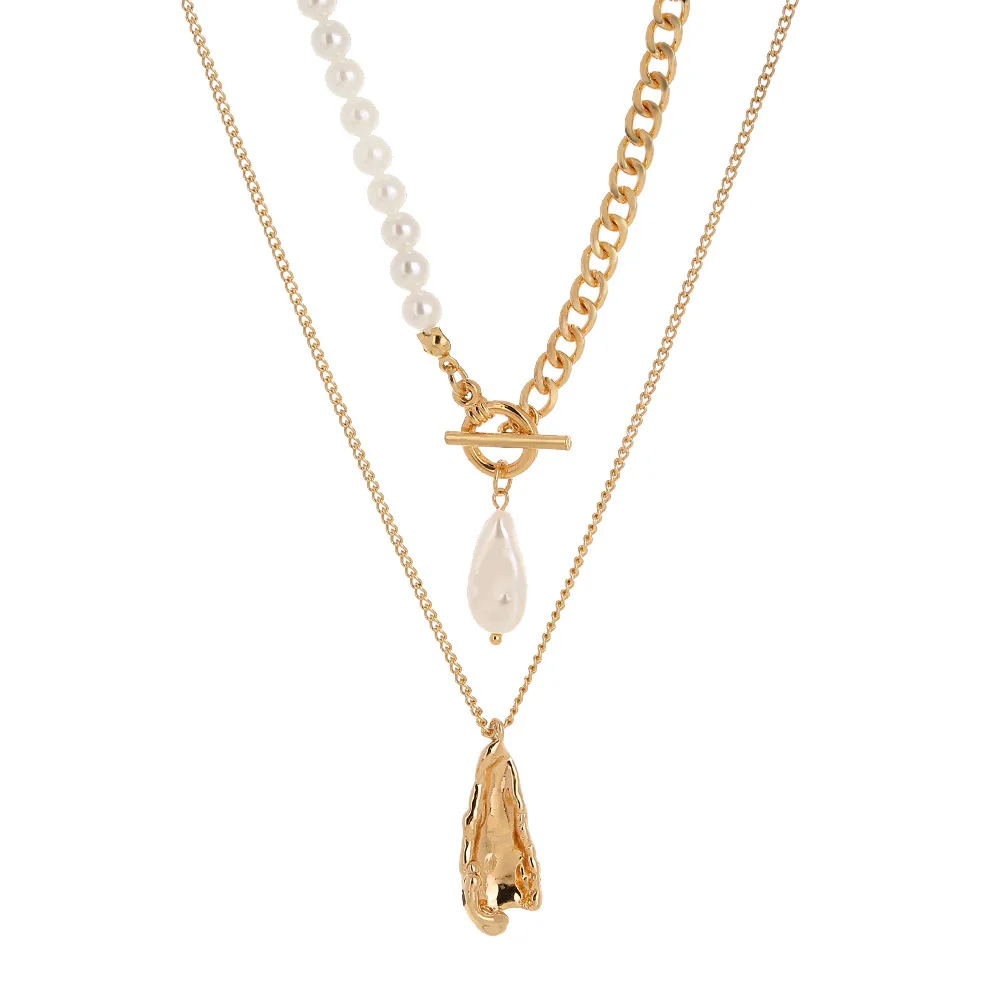  Hot sale factory jewelry necklace for women alloy charms pendant double layered chain chaplet water drop