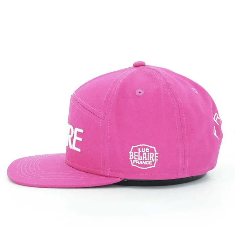 Cap Basketball Vintage Women Hip Hop Caps Wholesale Flat Brim Pink Custom Woven Patch Logo 7 Panel Snapback Hat Trucker Cap