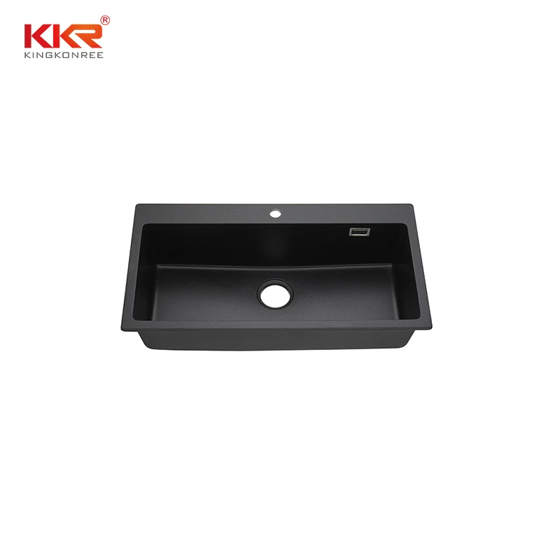 KKR black color single bowl quartz stone basin composite stone kitchen sink