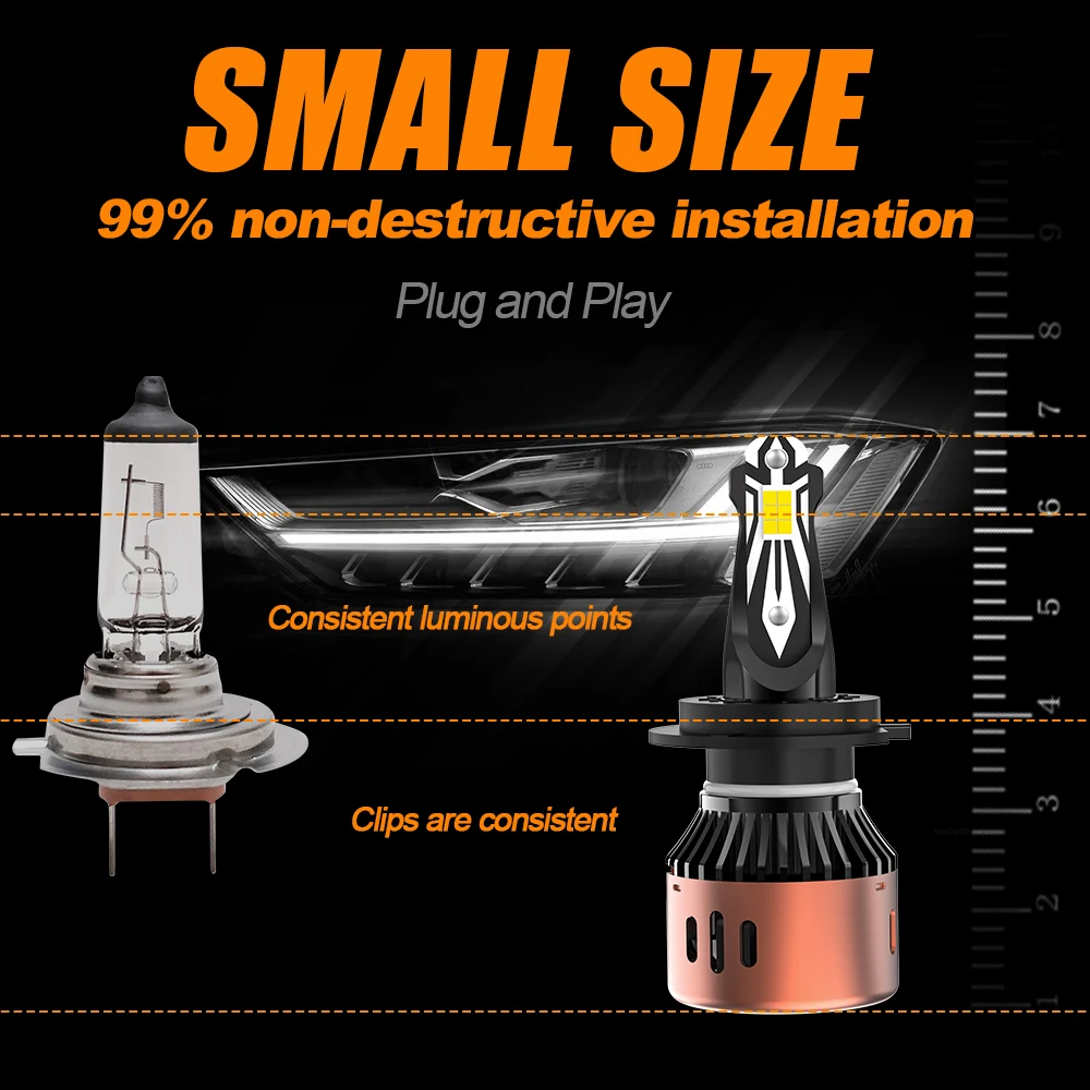 CarLightZ R11 70W 5202 led headlight bulbs 6000K 7000Lm 360 degree beam led h1 h3 h4 h7 h11 880 9004 9005 9006 9007 9012 lights