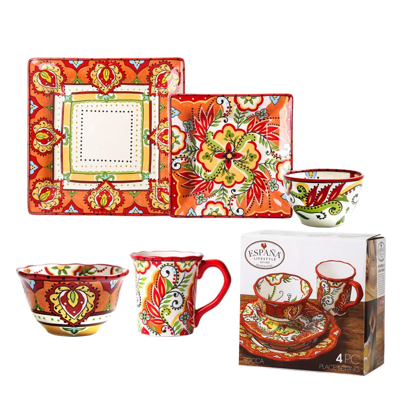 
6 in 1 New Desgin Ceramic Plates Sets Dinnerware Set Porcelain Dinner Set 