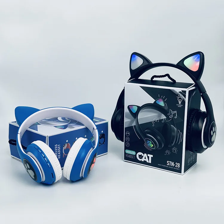STN-28 Cat ears led light Headphones amazon amazon amazon Cat ear headset BT wireless headphones and glow for phone calls_2