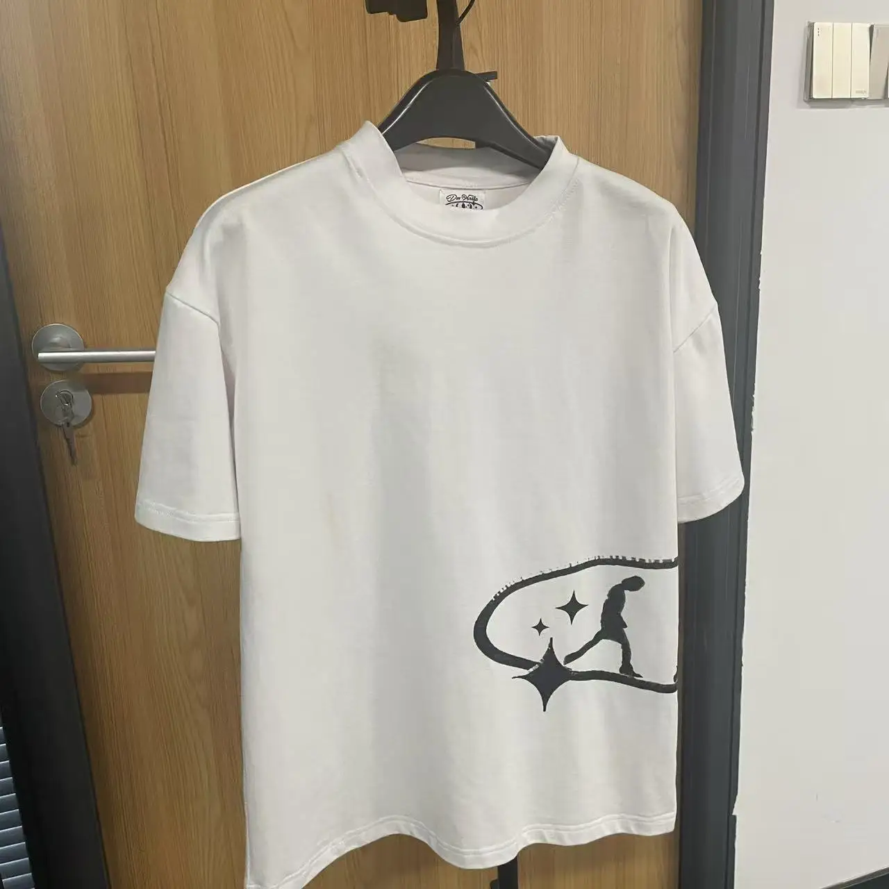 Cotton 230g Shoulder All-match T-shirt Summer Breathable Comfortable T-shirt Simple Silk Screen Printing White T-shirt