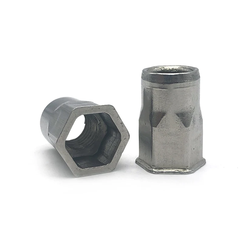 Semi-hexagonal rivet nut Stainless steel small countersunk head Inner and outer hexagon M3M4M5M6M8M10 hex Rivnut