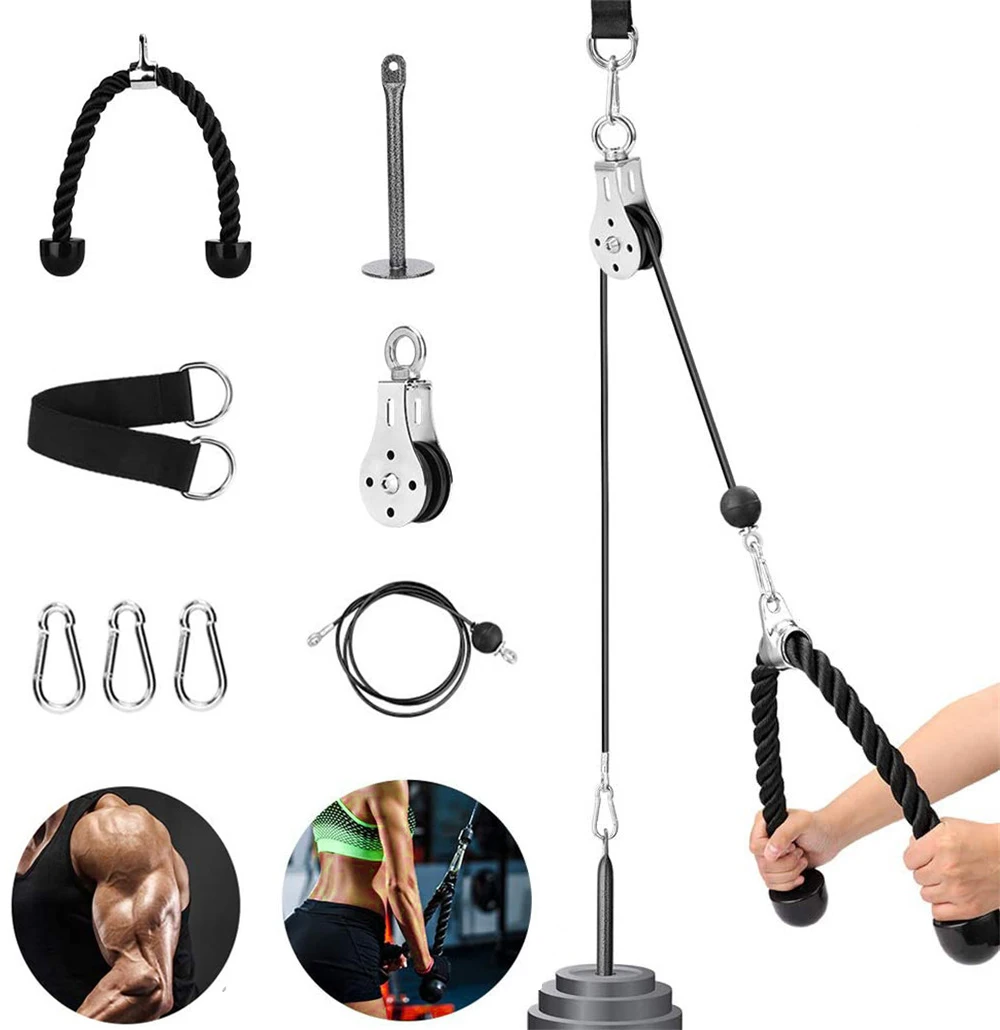 Wholesale Weight Loading Pin Lifting Fitness Gym  DIY Pulley Cable Arm Triceps Blaster Rope Cable Attachment System Machine