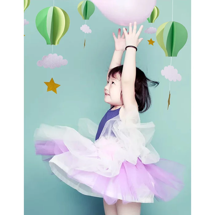 
Hot Air Balloon Decor 3D Hanging cloud and star, rainbow paper garland for Birthday Party Decorations for blue wedding party 