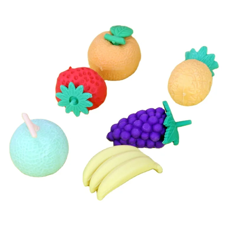 Creative Rubber Stationery Pencil Erasers Fruit Cuisine Shape Eraser for Office Kids Prize Writing Drawing Student Gift