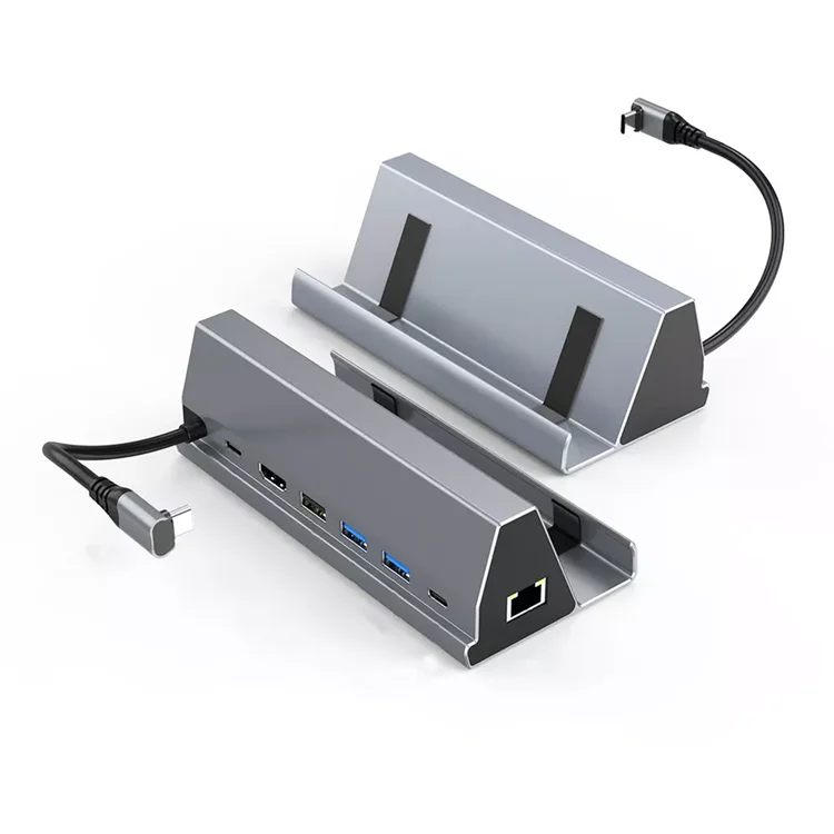 YLW Type-c 7 in 1 Hub Aluminum Docking Station With 4K HD USB3.0 PD Charge 1000M For Mobile Switch Steam De