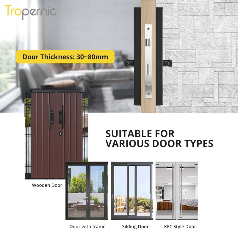 Высококачественная Водонепроницаемая цифровая биометрическая ручка со сканером отпечатков пальцев стеклянная дверь APP алюминиевый раздвижной смарт-замок для двери