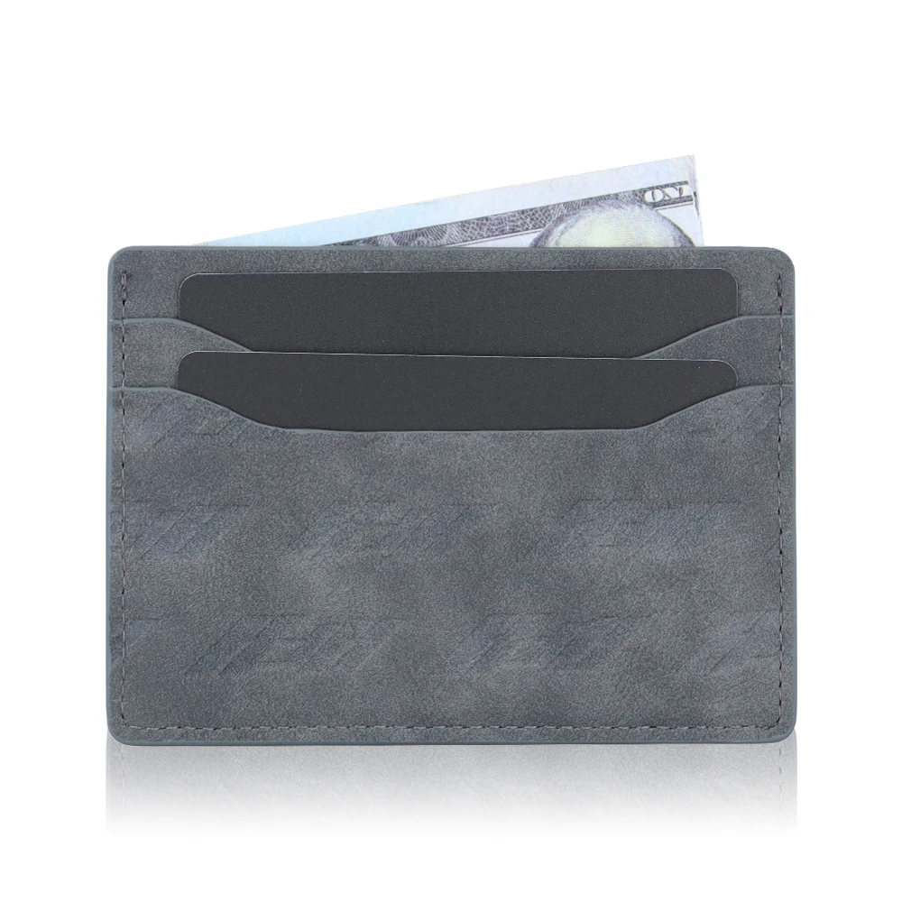 Retro Slim Matte Card Holder Quality Various Printing Embossed Logo ID Card Holder Leather Wallet