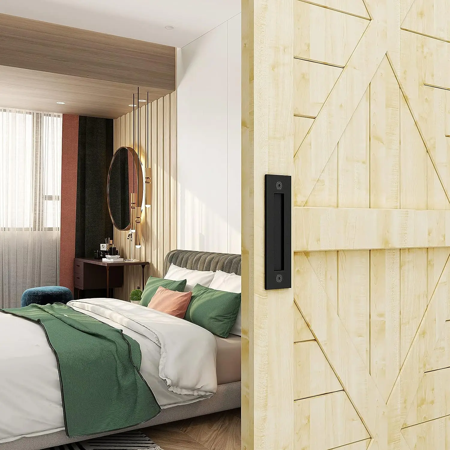 WEKIS Matte Black Sliding Barn Door Handle Modern Simple Finger Flush Pull Handle For Gates Garages Cabinets Closet And Drawer