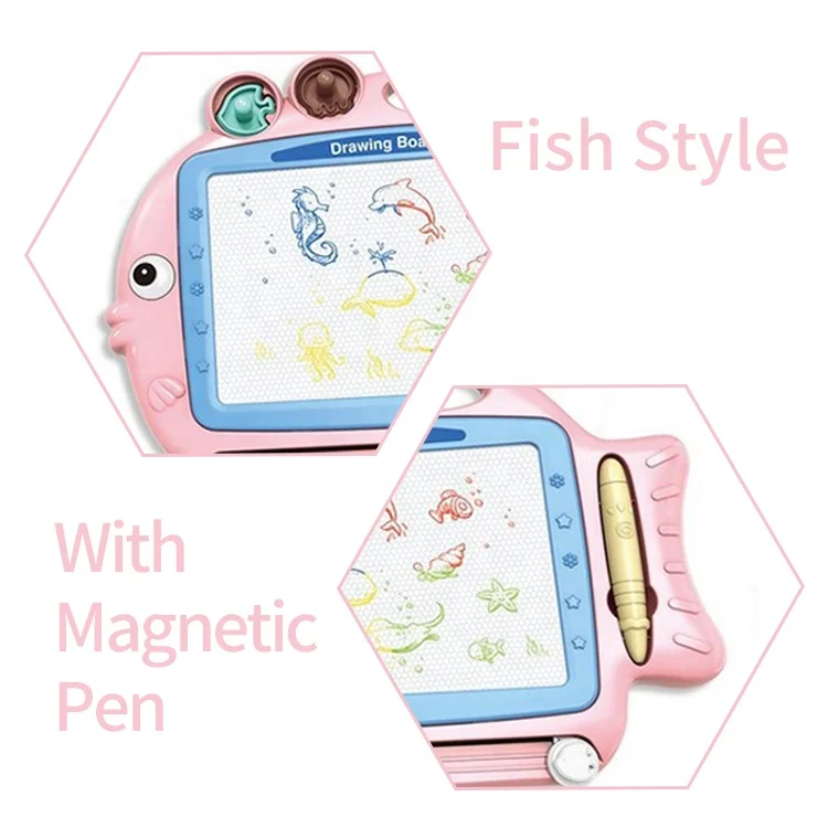 
Educational Pattern Stamp Fish Shape Learning Writing Magnetic Drawing Board Toy For Children 