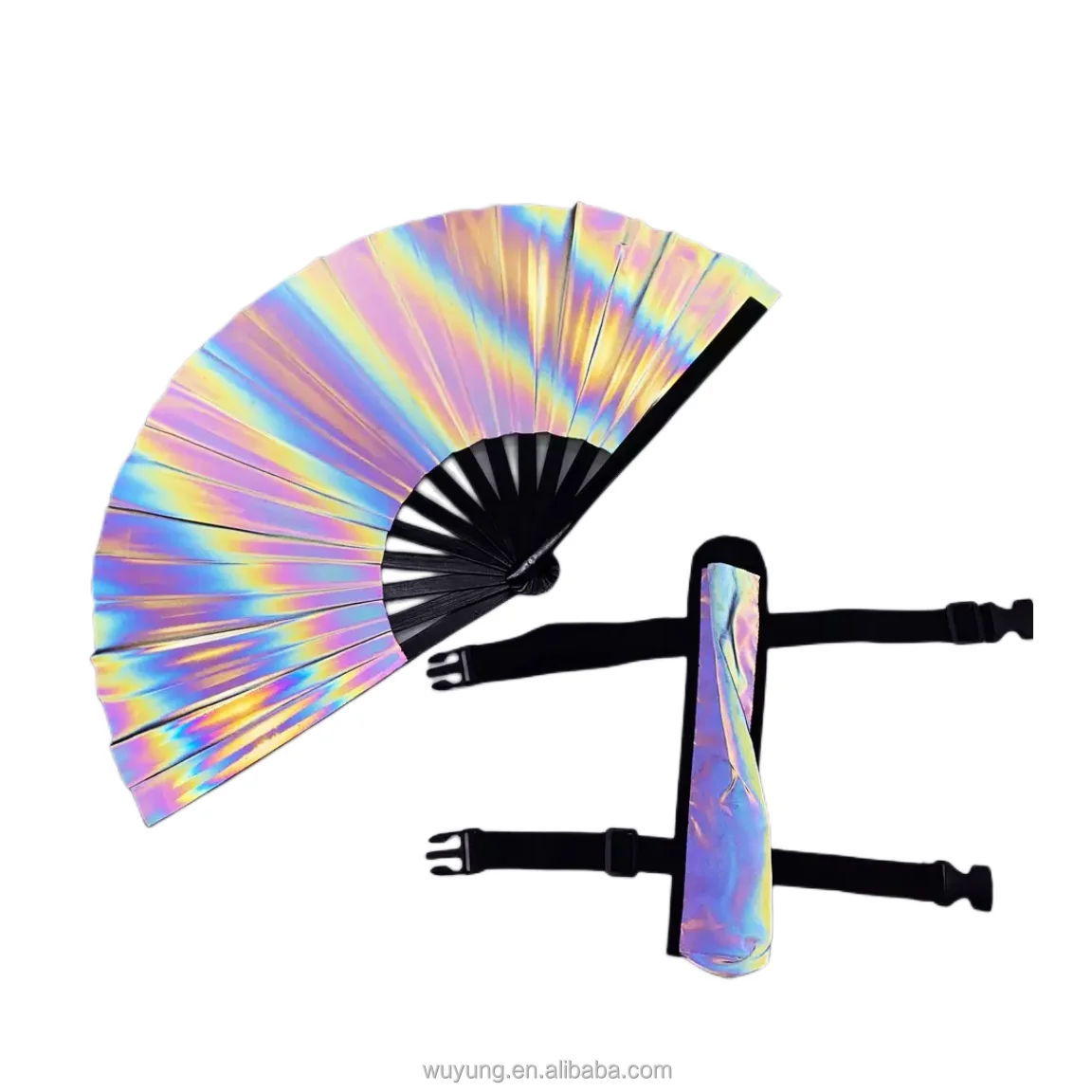 13 in Fan holder Pride Outfits Rave Accessories Flash Reflective Hand Fan Holster