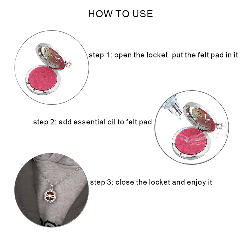 Aromatherapy Essential Oil Diffuser pendant Necklace Open Locket Perfume Aroma Essential Oil Diffuser Necklace