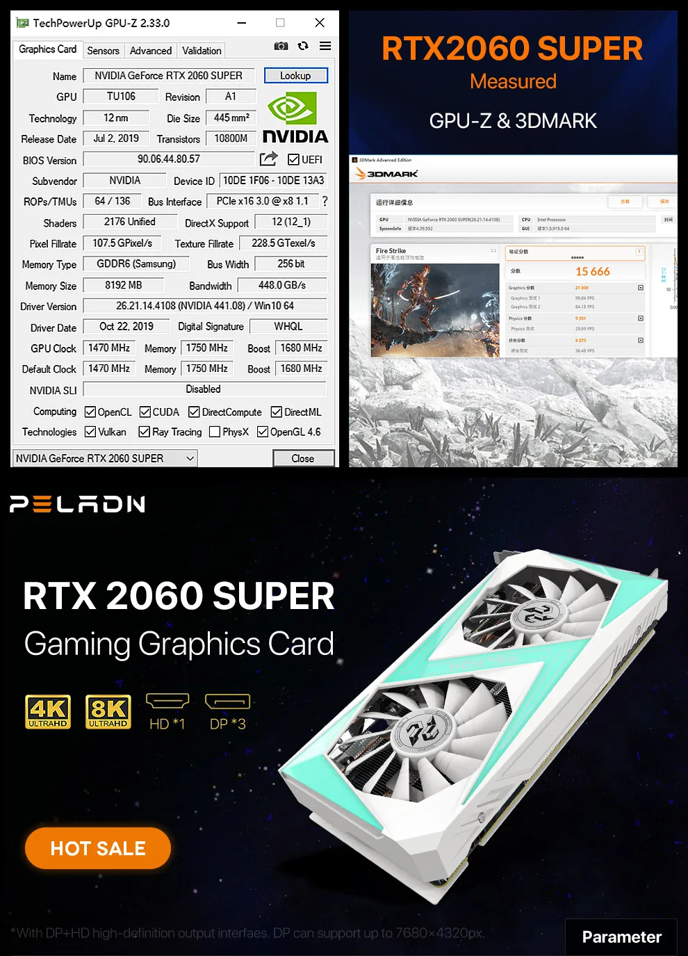 Лучшая видеокарта Nvidia Geforce RTX 2060 6 ГБ 192 бит ПК GPU Супер 8G GDDR6 256-бит 8-контактная для игр