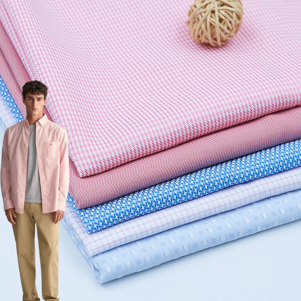 Wholesale TC yarn dyed plaid stripe houndstooth material for shirting and school uniform