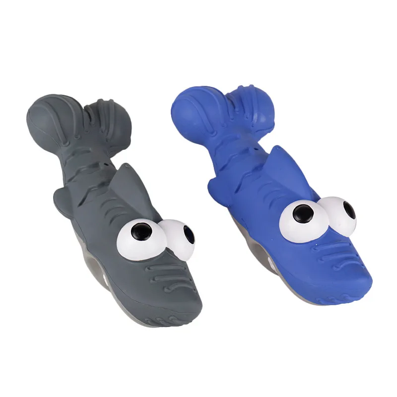Pet bite wear resistant play rubber shark shape dog hidden food leakage toy