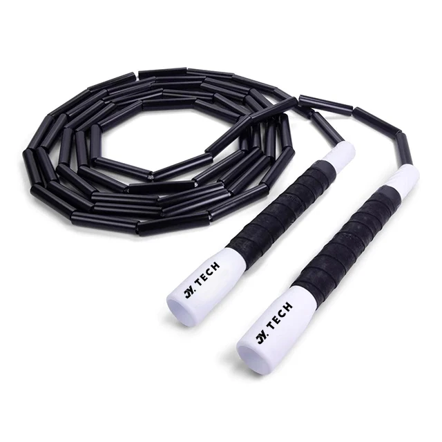 JY Hot Selling PVC Long Handle Custom Beaded  Colorful Heavy Segmented Speed Adjustable Skipping Jump Rope