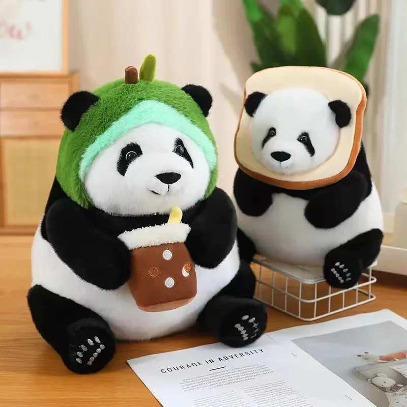 Kawaii Panda Plush Toy Lovely Giant Panda Turn to Dinosaur Rabbit Unicorn Stuffed Doll Soft Cartoon Animal Birthday Gift