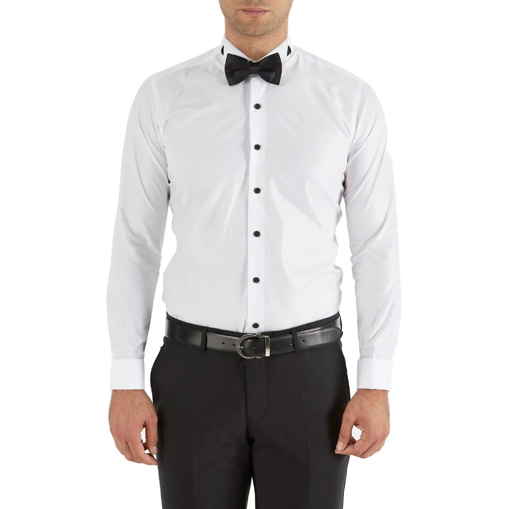 
 Мужская рубашка под смокинг, белая классическая рубашка с французскими манжетами  