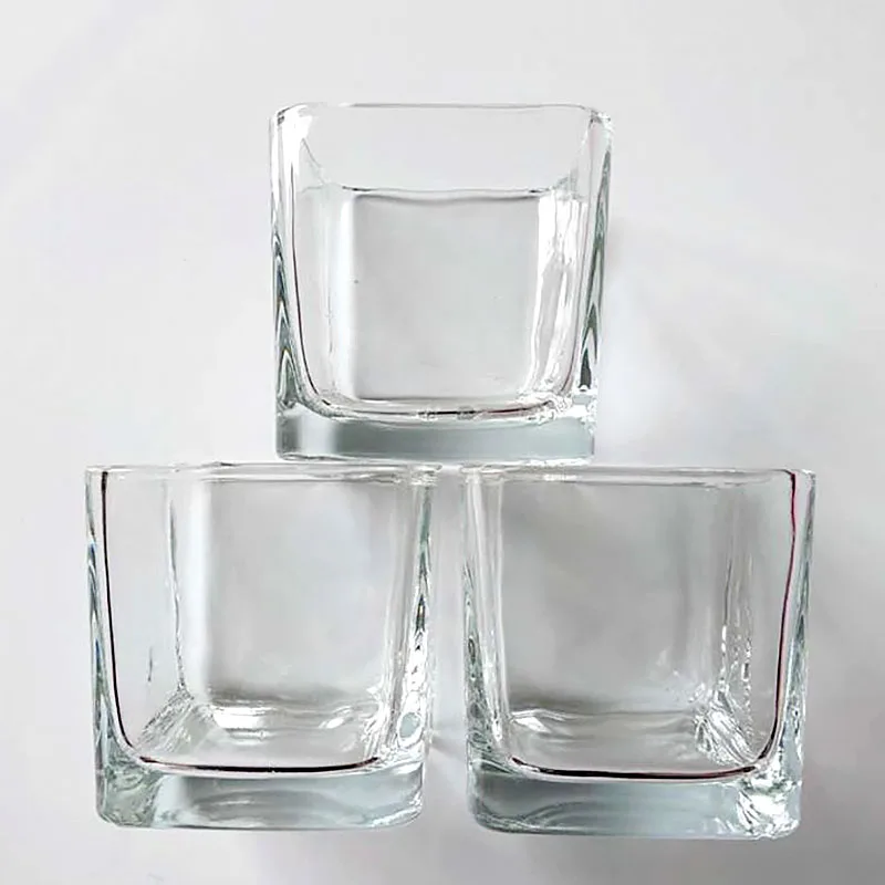 Clear Cube Vase for Wedding Centerpieces Home Party Decoration Square Glass Candle Holder jar